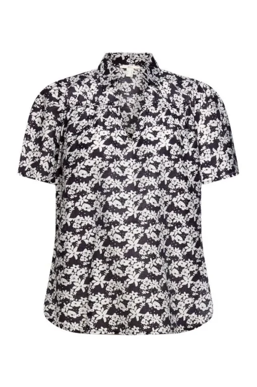 EDC geblümte Bluse mit Leinen 032CC1F302
