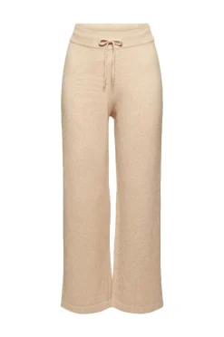 EDC Strickhose weites Bein Wolle elastischer Kordelzugbund beige S21 091CC1B301