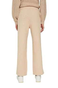 EDC Strickhose weites Bein Wolle elastischer Kordelzugbund beige S21 091CC1B301