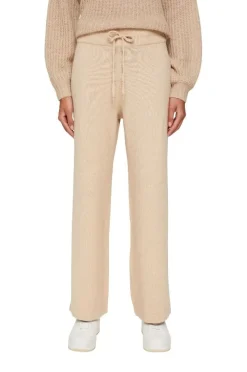 EDC Strickhose weites Bein Wolle elastischer Kordelzugbund beige S21 091CC1B301