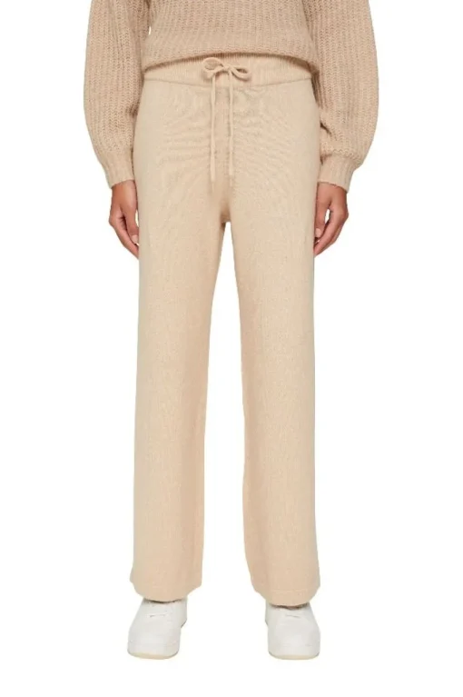 EDC Strickhose weites Bein Wolle elastischer Kordelzugbund beige S21 091CC1B301