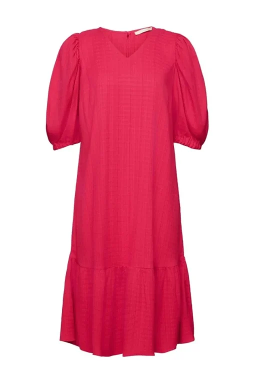 EDC strukturiertes Midikleid V-Ausschnitt pink, schwarz S23 033CC1E314