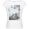 EDC T- Shirt Frontprint rundhals- Ausschnitt weiß, lila S12 052CC1K328