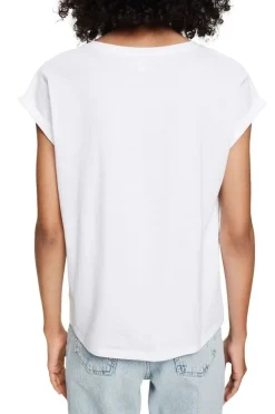 EDC T- Shirt Frontprint rundhals- Ausschnitt weiß, lila S12 052CC1K328