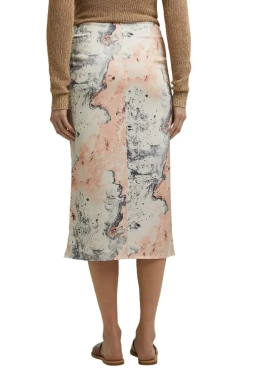 ESPRIT COLLECTION Midirock mit Mamorprint beige 041EO1D302