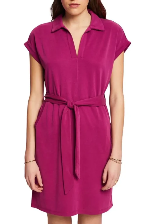 Esprit Strickkleid mit Bindegürtel, TENCEL™ pink S23 043EE1E334