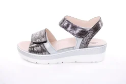 Fußbequem Damen Sandale Wechselfußbett metallisch glänzend schwarz S13 10101