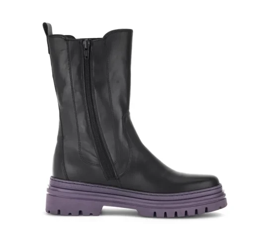 Gabor Biker Boots Leder Warmfutter Wechselfußbett farbige Sohle schwarz S23 31.724.23