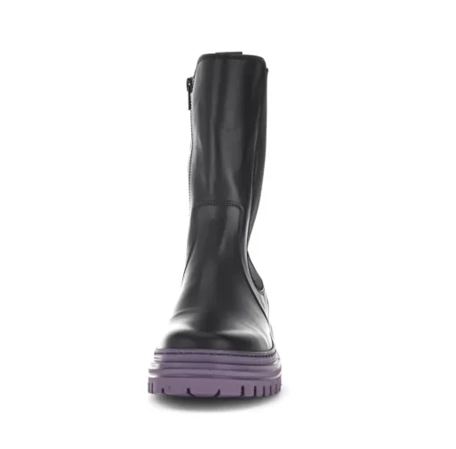 Gabor Biker Boots Leder Warmfutter Wechselfußbett farbige Sohle schwarz S23 31.724.23