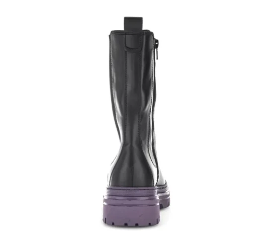 Gabor Biker Boots Leder Warmfutter Wechselfußbett farbige Sohle schwarz S23 31.724.23
