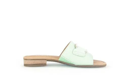 Gabor Pantolette Leder Zierschnalle COMFORT-Mehrweite G grün S14 42.792.53