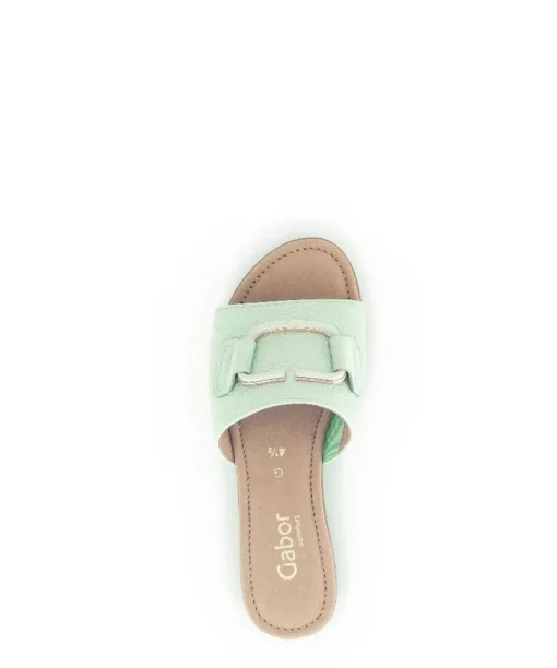 Gabor Pantolette Leder Zierschnalle COMFORT-Mehrweite G grün S14 42.792.53