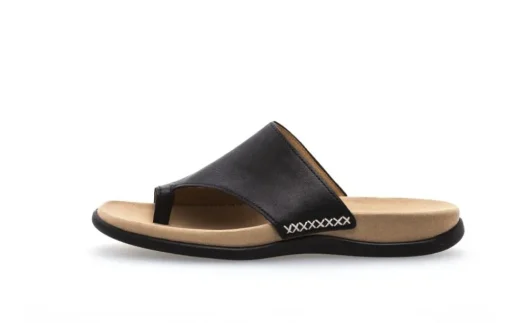 Gabor Pantolette Zehentrenner Leder schwarz 03.700.27