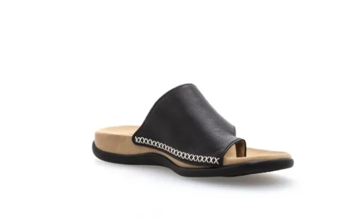Gabor Pantolette Zehentrenner Leder schwarz 03.700.27