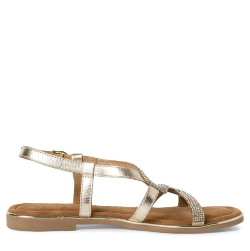 Marco Tozzi Damen Sandale Leder gold S14 2-28143-42