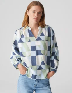 OPUS Bluse FALINDE orange/blau S15 10382912973315