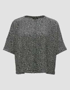 OPUS Boxyshirt SULIKI SPOT Loose Allover- Print beige grün S14 10179812291100