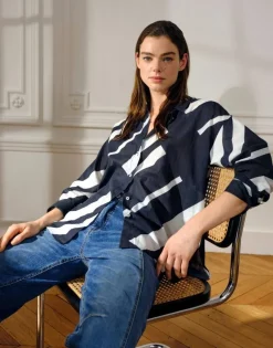 OPUS leichte Hemdbluse FENLO STRIPE blau S15 10157212974100