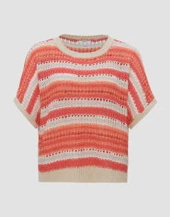 OPUS Strickshirt Punissa im Oversize Look grün rot S14 10261112080242