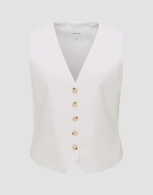 OPUS Weste WALIKA Slim Leinen Mix weiß S14 10271511308254