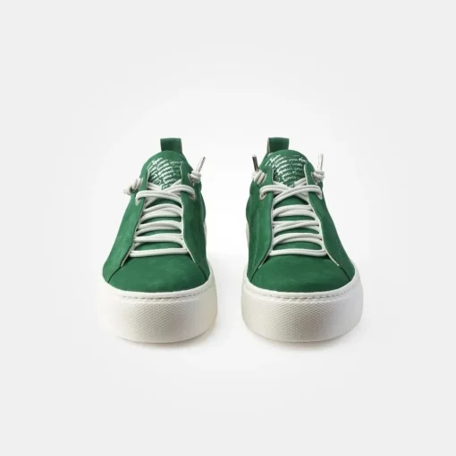 Paul Green Super Soft Pauls Sneaker Nubukleder Logoprägung silberfarbene Details grün S14  5017-235