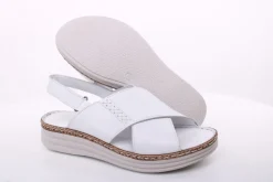 PETER ERIKSON Damen Sandale Leder Comfort- Fußbett blau, weiß S14 241626