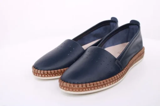 PETER ERIKSON Damen Slipper Leder Wechselfußbett weiß, blau, schwarz S14 241734