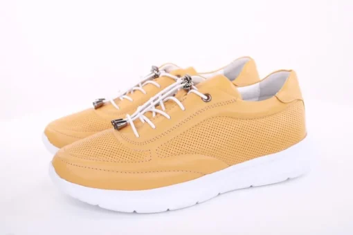 PETER ERIKSON Damen Sneaker Leder Wechsel- Fußbett gelb, grau S13 231508