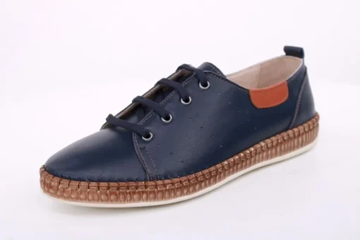 PETER ERIKSON Damen Sneaker Leder Wechselfußbett weiß, blau S14 241735