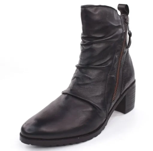 PETER ERIKSON Stiefelette Leder Zierfalten schwarz S23 CATHY-2301