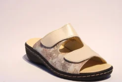 Portina Bequempantolette Wechselfußbett komplett Leder beige  10302