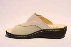 Portina Bequempantolette Wechselfußbett komplett Leder beige  10302