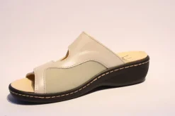 Portina Bequempantolette Wechselfußbett komplett Leder beige  10302