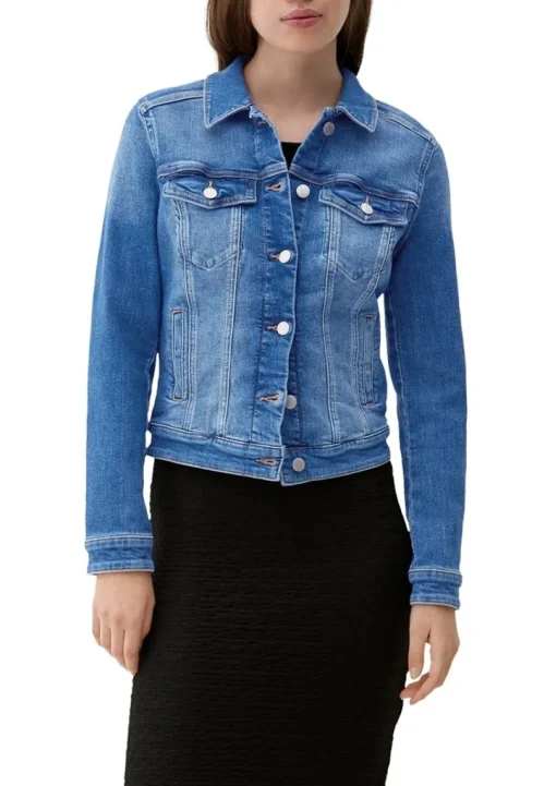 QS designed by  Jeansjacke aus Baumwollstretch blau S23  2132801