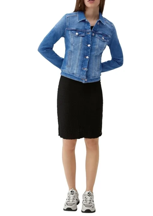 QS designed by  Jeansjacke aus Baumwollstretch blau S23  2132801