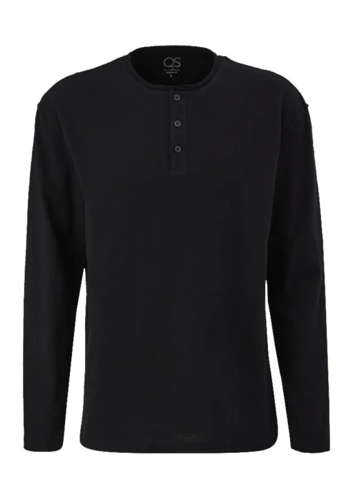 QS designed by Shirt in Flammgarnstruktur braun, schwarz S22  2124127