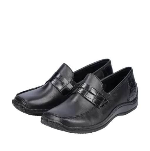Rieker Antistress Damen Slipper Schlupfschuh Leder schwarz S22  L1752-00
