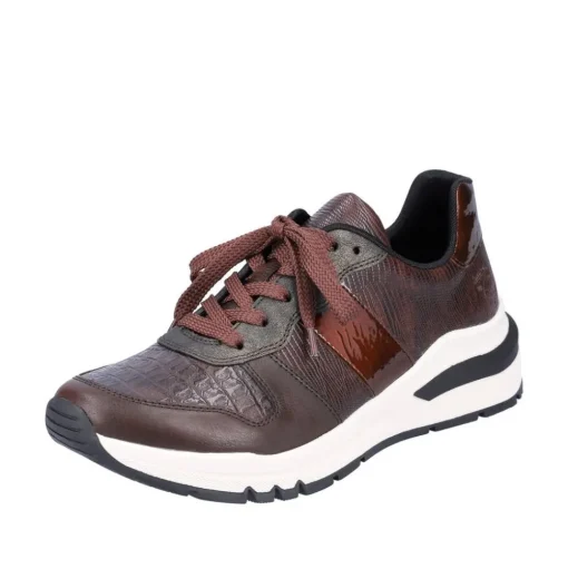 Rieker Antistress Damen Schnürhalbschuh Sneaker Keilsohle Wechselfußbett braun S22 M6602-25