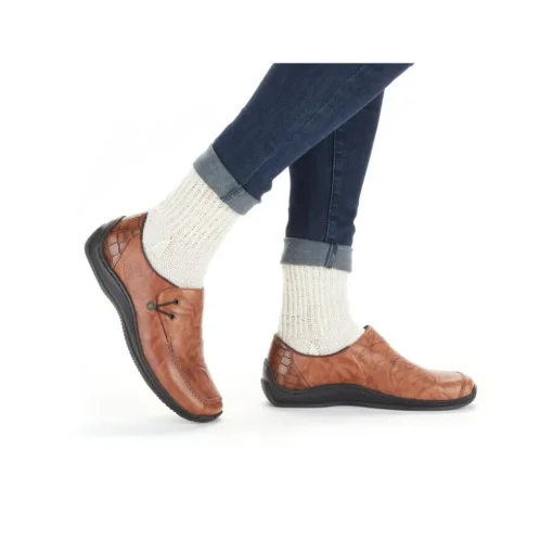 Rieker Antistress Damen Slipper Schlupfschuh Leder braun S22 L1750-22