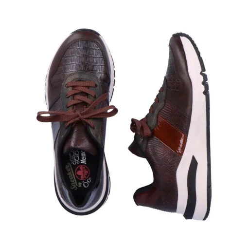 Rieker Antistress Damen Schnürhalbschuh Sneaker Keilsohle Wechselfußbett braun S22 M6602-25