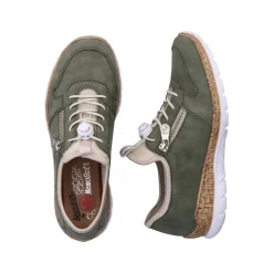 Rieker Antistress Damen Slipper Memosoft Decksohle Schnellschnürung grün S13 N42G0-52