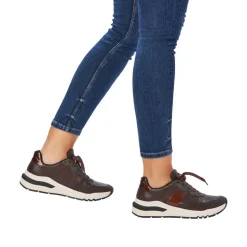 Rieker Antistress Damen Schnürhalbschuh Sneaker Keilsohle Wechselfußbett braun S22 M6602-25