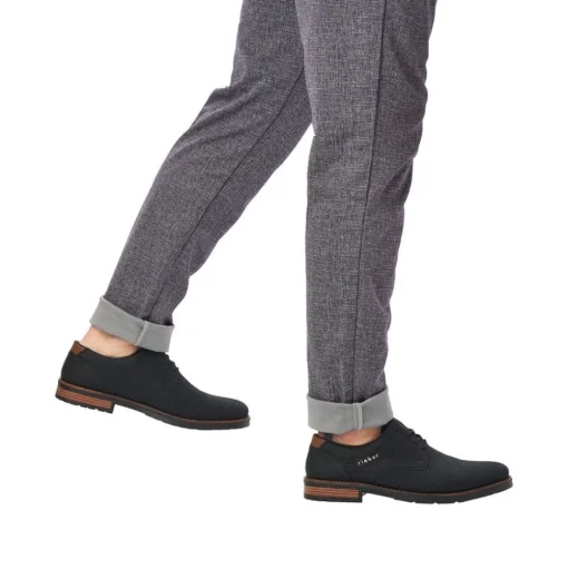 Rieker Antistress Herren Schnürschuh klassisch strukturiertes Obermaterial schwarz S22 14614-00