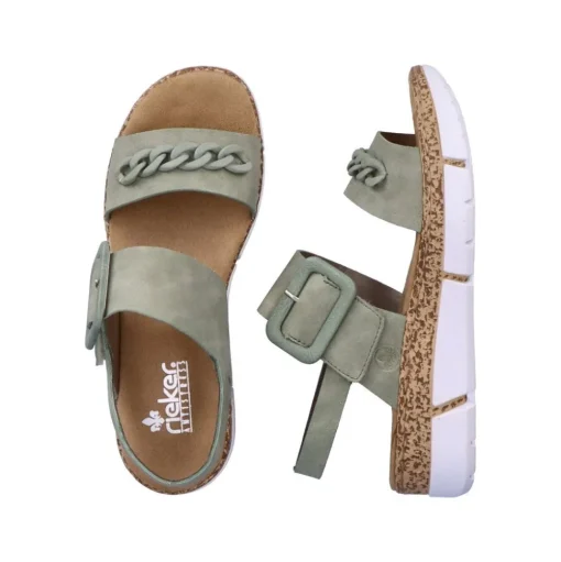 Rieker Damen Riemchensandalen mintgrün Keilabsatz S13  V2350-52