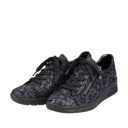 Rieker Damen Schnürschuhe schwarz-metallic S23 N3302-90