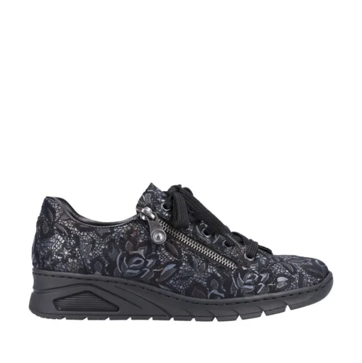 Rieker Damen Schnürschuhe schwarz-metallic S23 N3302-90