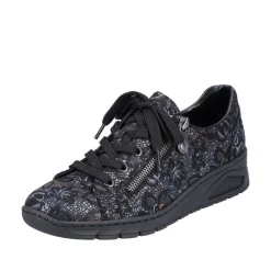 Rieker Damen Schnürschuhe schwarz-metallic S23 N3302-90