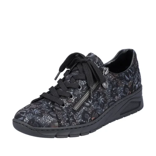 Rieker Damen Schnürschuhe schwarz-metallic S23 N3302-90