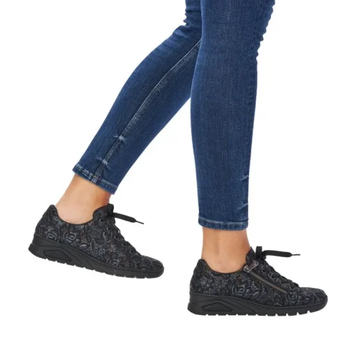 Rieker Damen Schnürschuhe schwarz-metallic S23 N3302-90