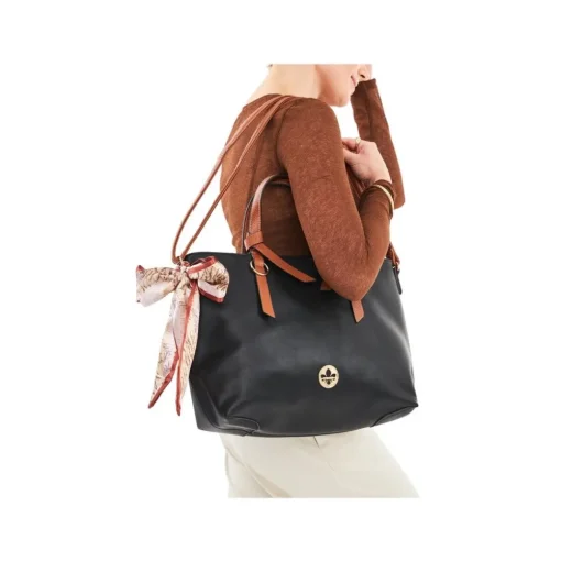Rieker Damen Shopper abnehmbarer Schulterriemen Schleifen- Detail schwarz S13 H1507-00